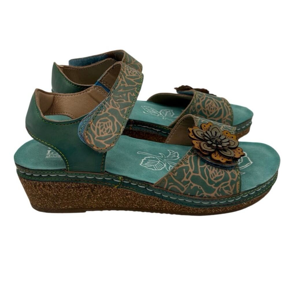 L'Artiste Spring Step Leather Wedges Sandals EU 38 US 7.5-8 Women’s